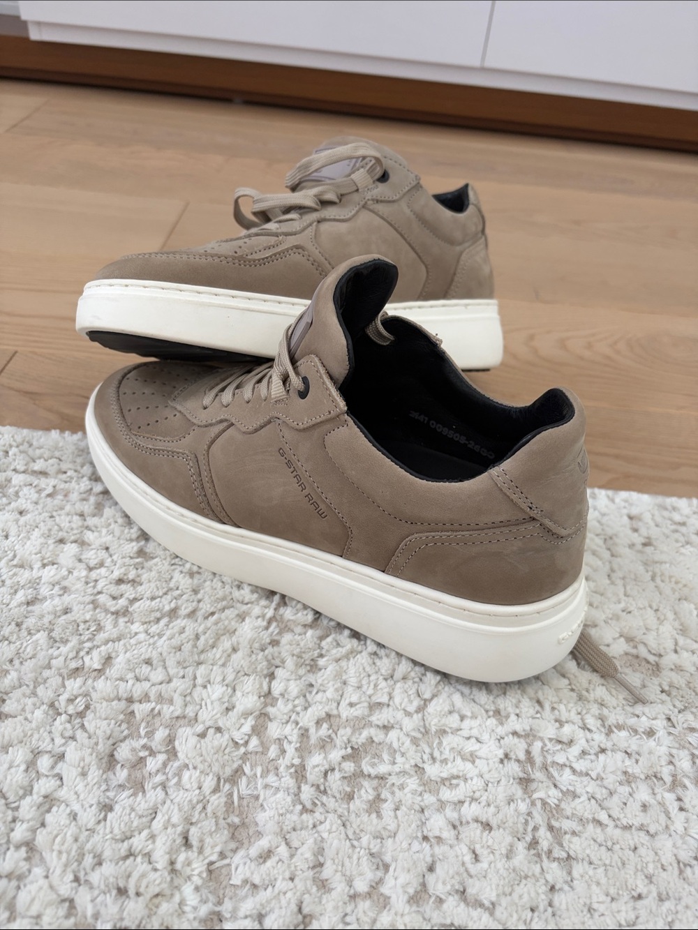 G-Star  Taupe Nubuck Low-Top Sneakers with White Sole